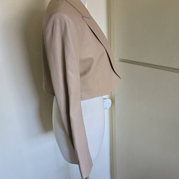 THE SEI Cropped Beige Leather Dinner Jacket, NWOT, Sz.2 - Picture 5 of 9